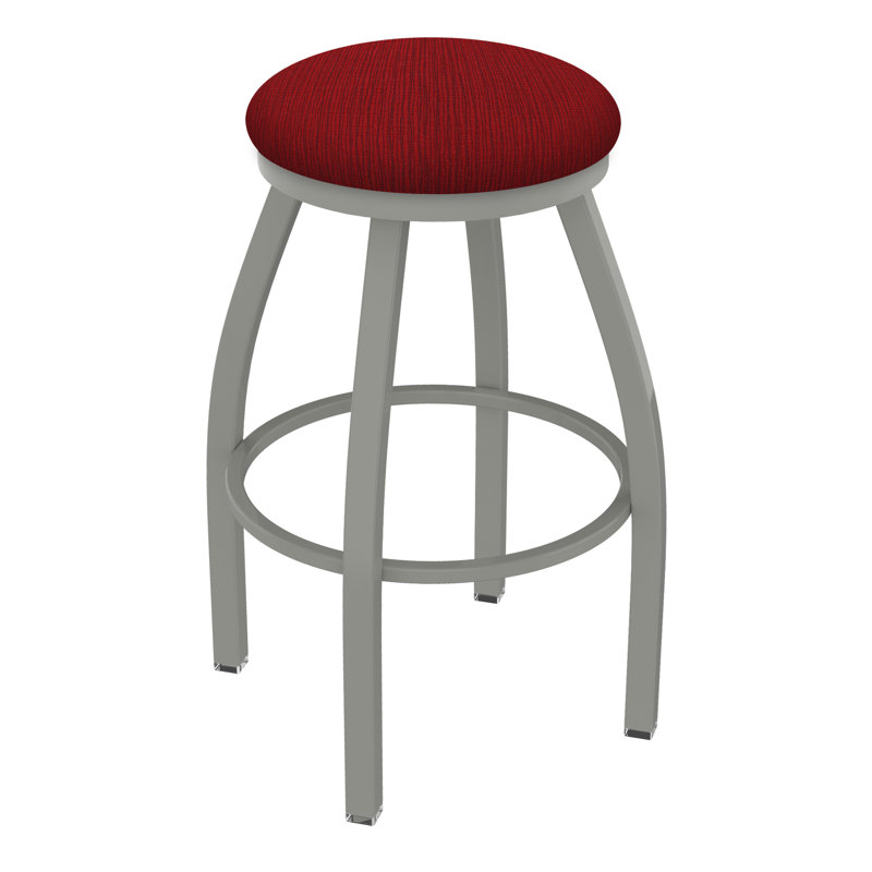 Cragin Swivel Upholstered Counter Stool, Anodized Nickel, Fabric-Graph Ruby, Counter Stool (25” Seat Height)
