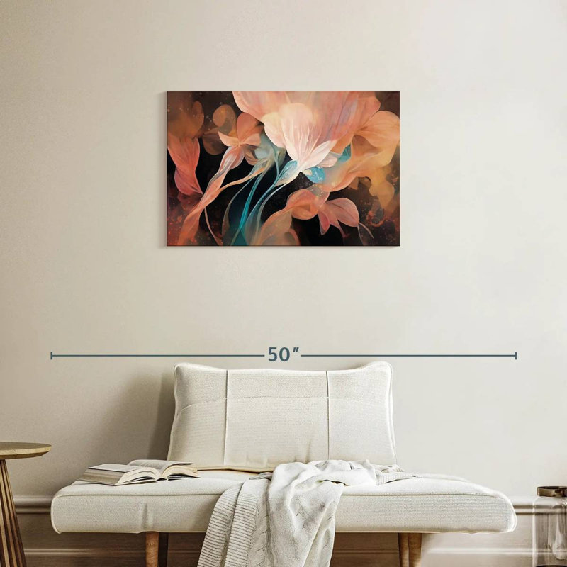 Fleurs de pêche abstraites Avery, H 20 po x l 30 po