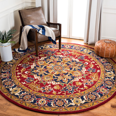 Alger Oriental Handmade Tufted Wool Red/Navy Area Rug
