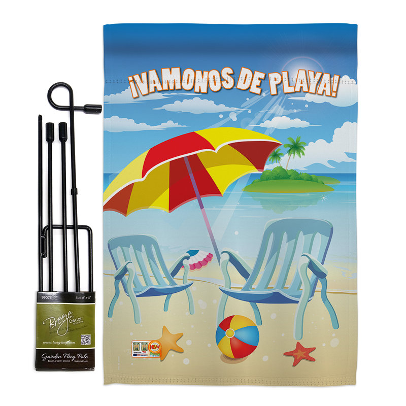 Ensemble de 2 drapeaux en polyester 2 côtés "vamonos de playa" , fun of the sun impressions