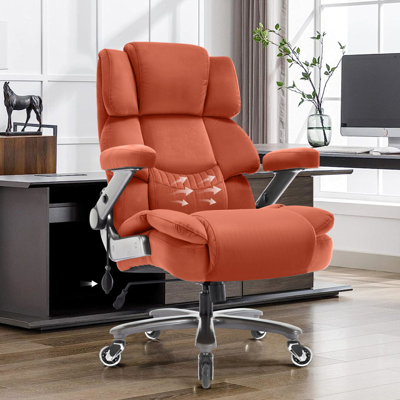 Wayfair Nagib Big And Tall Fabric Ergonomic Office Chair With Adjustable Armrest And Lumbar Support, Orange