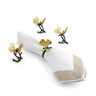 Butterfly Ginkgo Napkin Ring, Set of 4