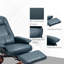 Fauteuil inclinable manuel en cuir Air, fauteuil pivotant réglable avec repose-pieds, accoudoir et base en bois enveloppé pour le salon, bleu-1798747761