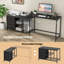 Bureau d'ordinateur en forme de L avec tiroirs et tablettes Bureau de travail convertible 81 po avec station de charge-1654057509
