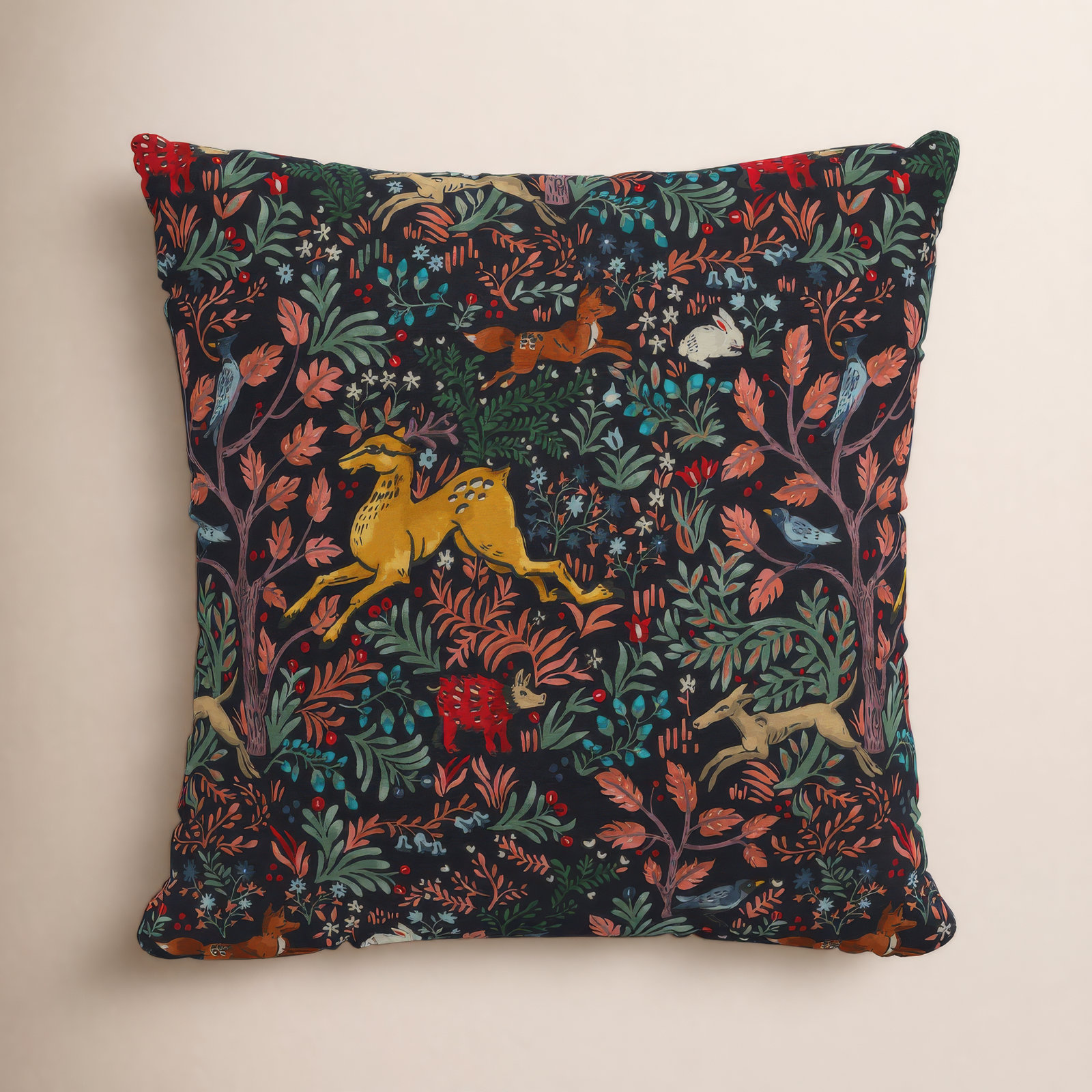 Floral Cotton Pillow Cover, 22" x 22"