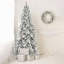 Arbre de Noël 7,5 pi en PE / PVC floqué avec 40 pommes de pin naturelles - 1424 pointes, conception peu encombrante, branches articulées, support en métal stable, aspect enneigé réaliste-498281689