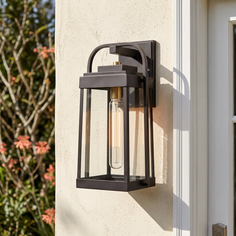 Kelley Metal and Glass Wall Light, 14" H x 7.125" W x 7.13" D