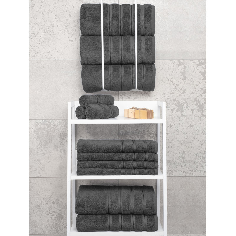 Ensemble de serviettes de bain turques de luxe 100% coton 4 pièces Edison Collection, Gris