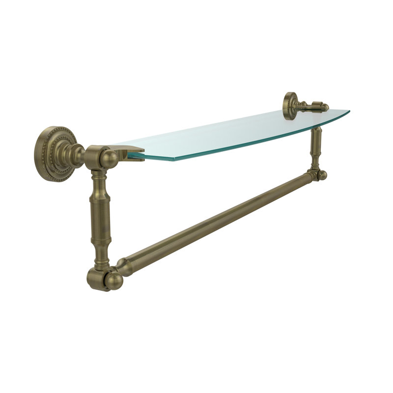 Tablette support avec porte-serviettes Marchmont, Laiton antique, H 5 po x l 22 po x P 6,1 po