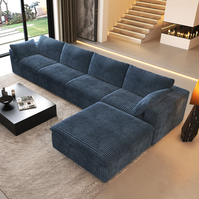 Canapé modulaire Boneless LoveSeat Cloud, canapé en velours côtelé l 78,7 po avec repose-pieds, 3 pièces, aucun assemblage requis