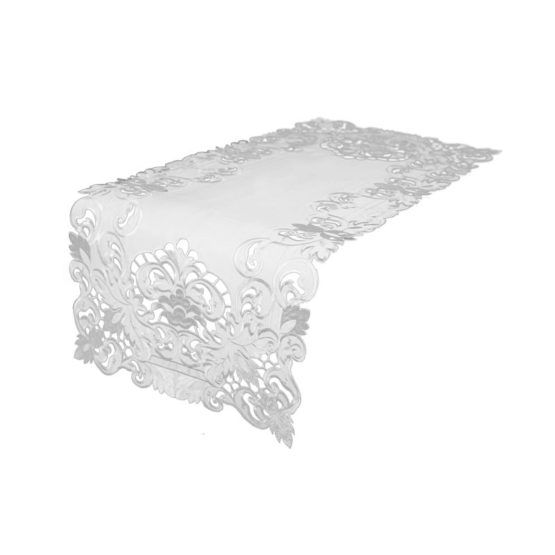 Chemin de table nappe brodéed Jamin, Blanc