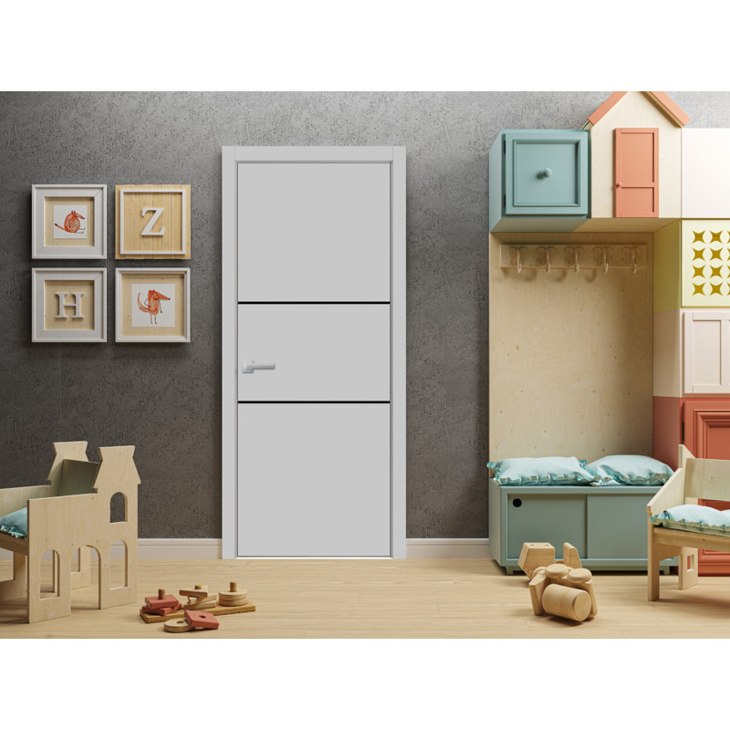 Porte intérieure moderne en bois avec quincaillerie | Planum 0014 noyer | Garnitures à panneau simple | Portes de salle de bain robustes