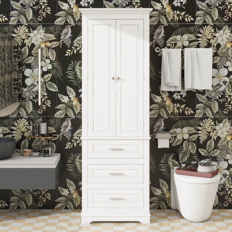 Grande armoire de rangement, trois tiroirs pour la salle de bain et le bureau - solution d'organisation peu encombrante
