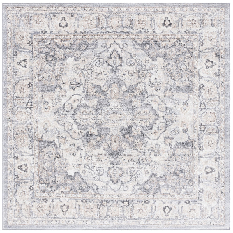 Tapis gris / ivoire Hka, Carré 6 pi 7 po
