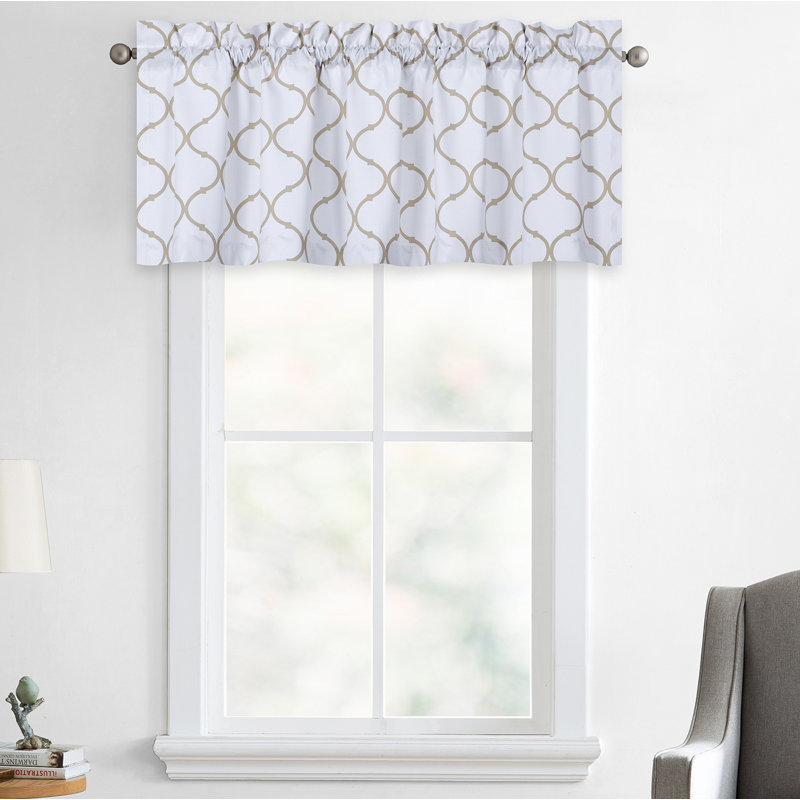 Kacey Cotton Blend Geometric Window Valance, Hunter Taupe