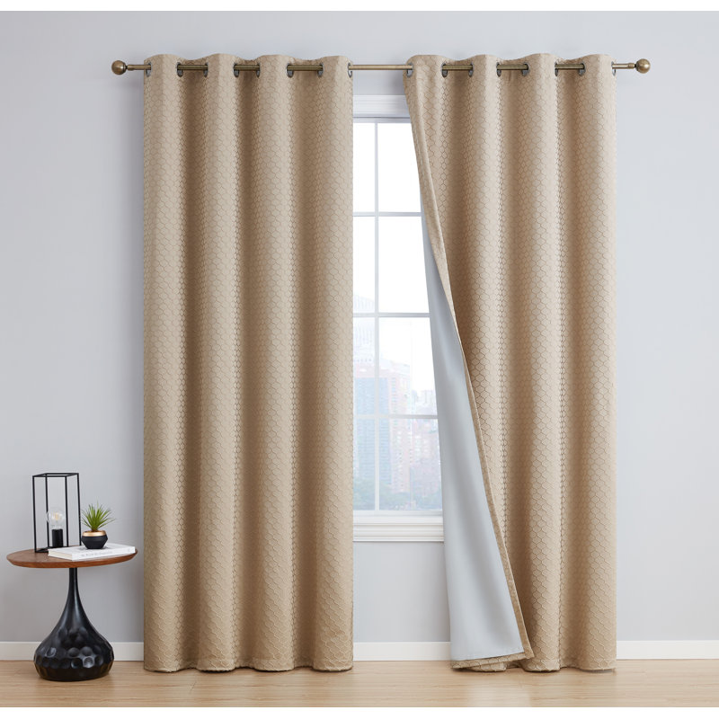 Alacam Blackout Curtain Pair, Taupe, 50"W x 63"L