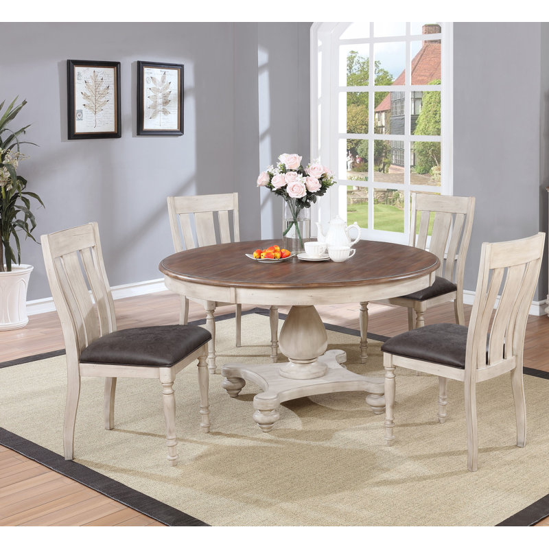 Mixon Pedestal Dining Set, 5 Pieces: 1 Table, 4 Chairs