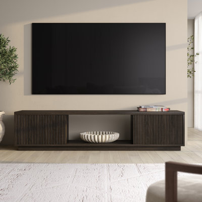 Dorian Rectangular Fluted TV Stand for TV's up to 78" in Alder Brown