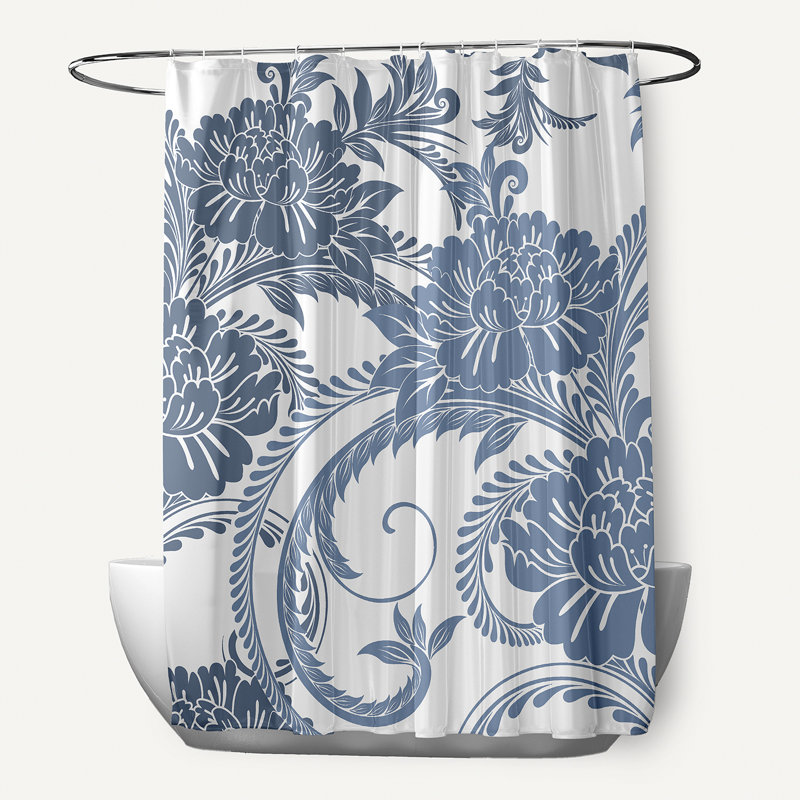 Rideau de douche Flower Flourish, Bleu