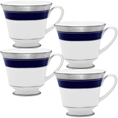 Noritake Crestwood Cobalt Platinum Set of 4 Cups, 8 oz.