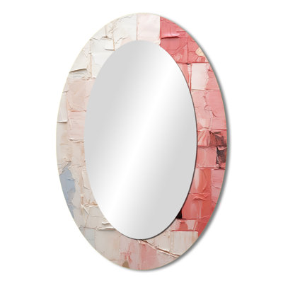 Minimalism Pink Poteries II - Modern Oval Wall Mirror