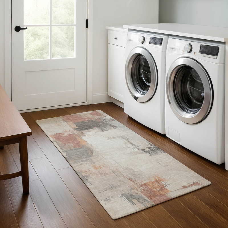 Premium Machine Washable Pinkston Abstract Rug, Runner 2'3" x 7'6"