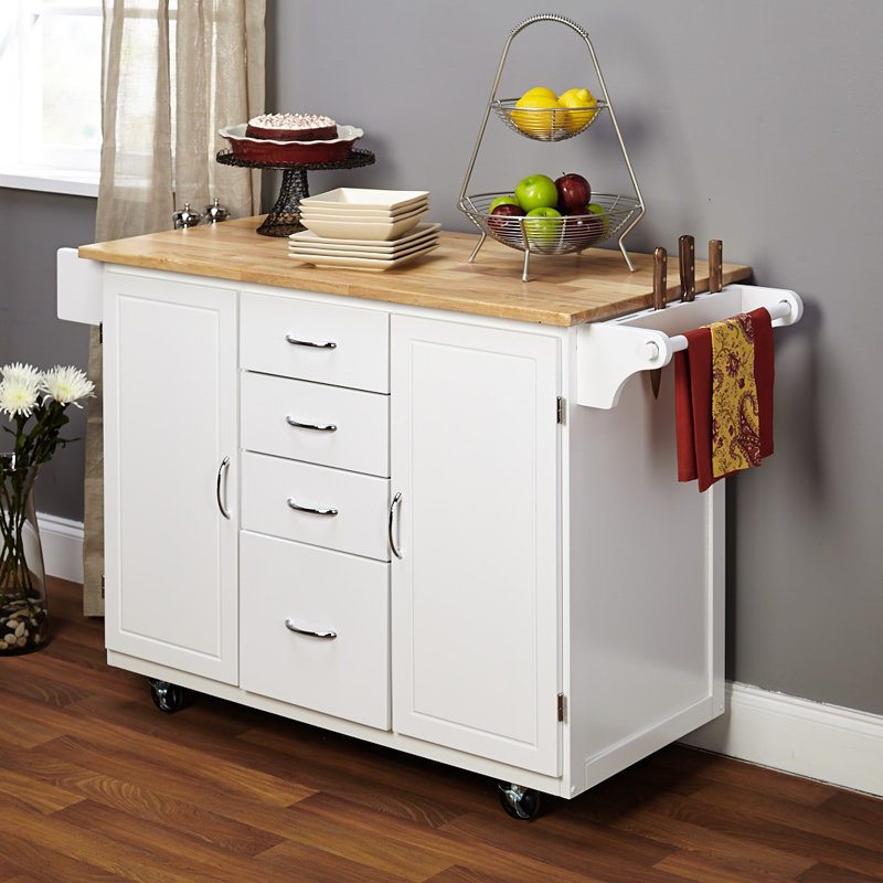 Harwick Wood Kitchen Island, White