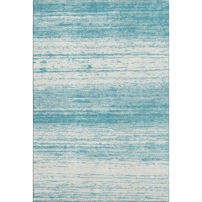 Premium Machine Washable Prisco Teal Rug