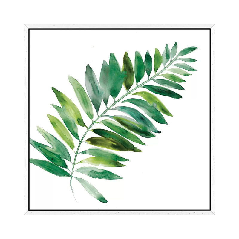 Tropical Frond II by Carol Robinson - Painting on Canvas, White Framed, 45.72 cm H x 45.72 cm W