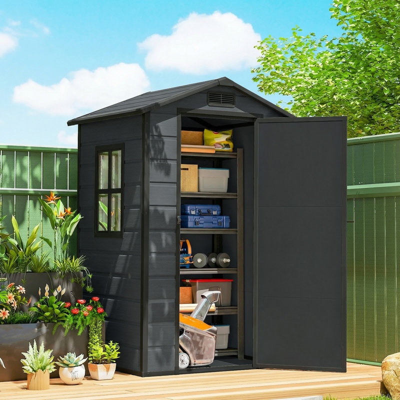 Garden Storage Shed, Dark Grey