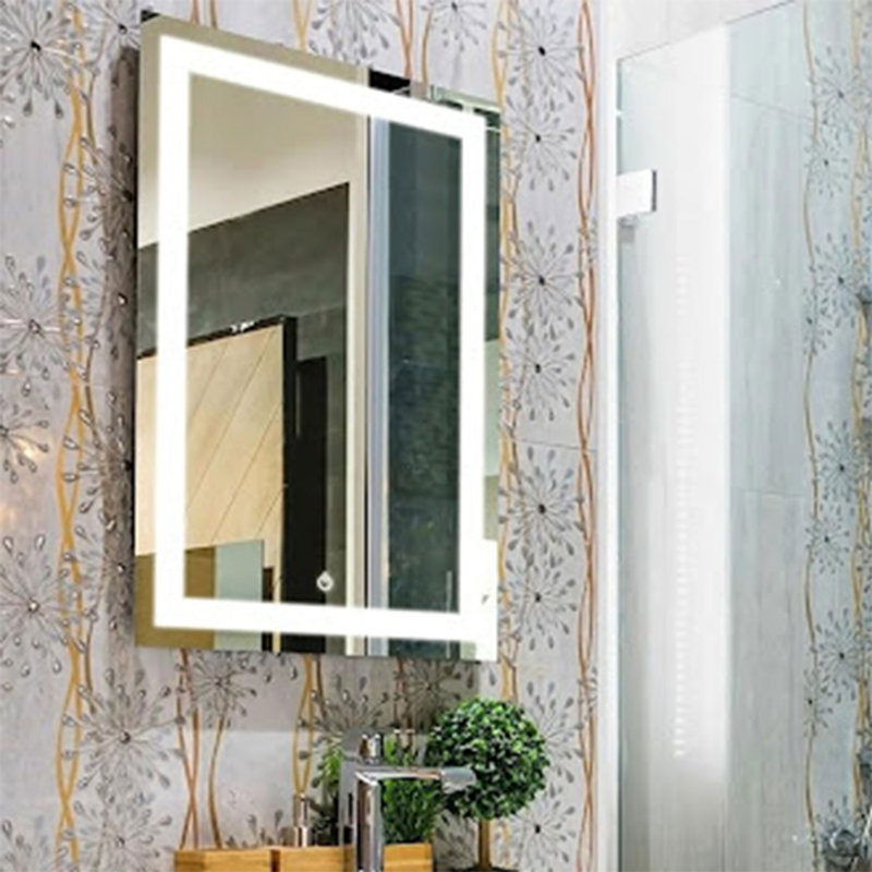 Miroir de salle de bain à DEL sans cadre super lumineux, avant et arrière, antibuée, 3 couleurs, horizontal / vertical