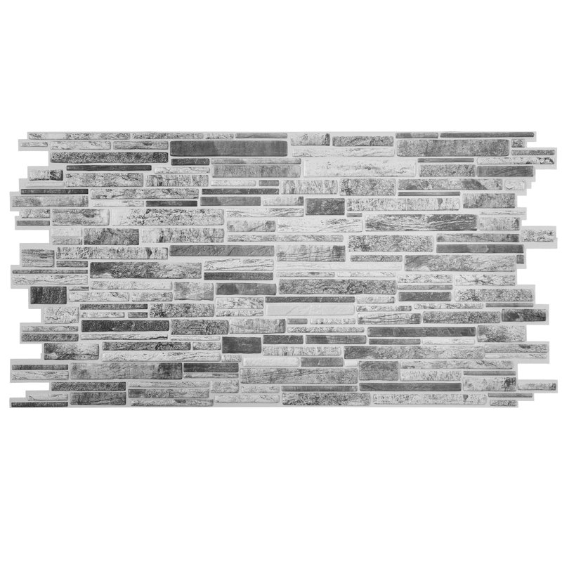 3D Rectangular Wall Panels 96 cm Grey Natural Stone Brickwork Pattern