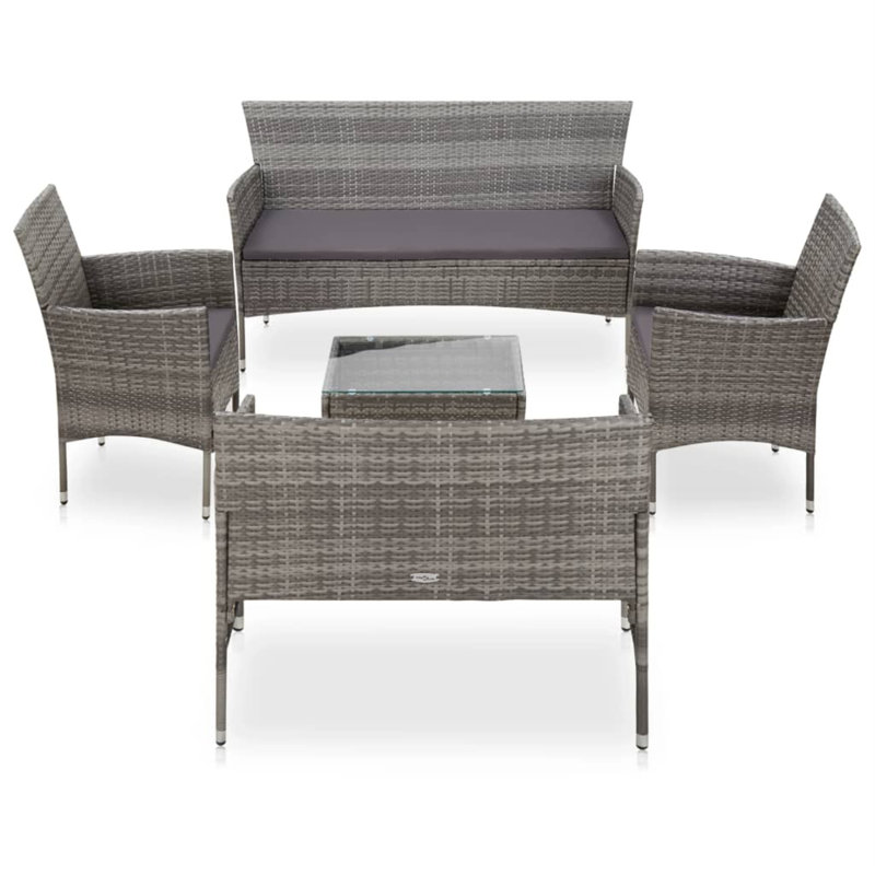 Ameriya 5 Piece Lounge Chair with Cushions, Gray, Gray