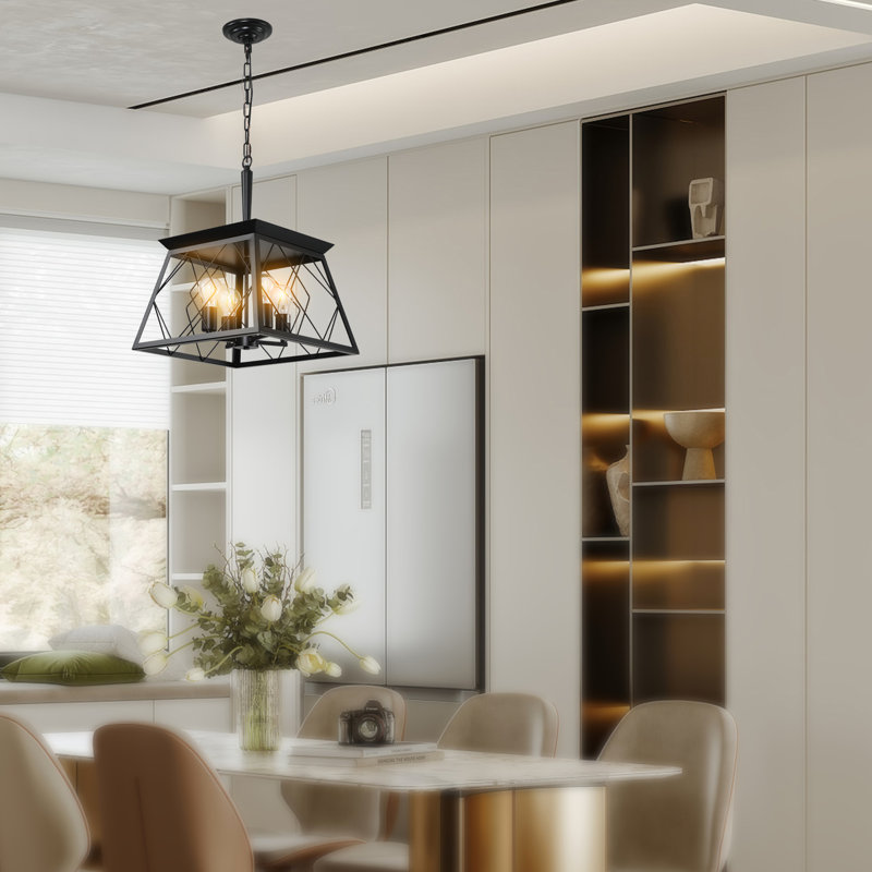 4- Pour la salle à manger, noir, corrosion, chaîne à hauteur réglable, luminaire de style rétro, ampoule non incluse avec la lampe antirouille, sans ampoules fournies