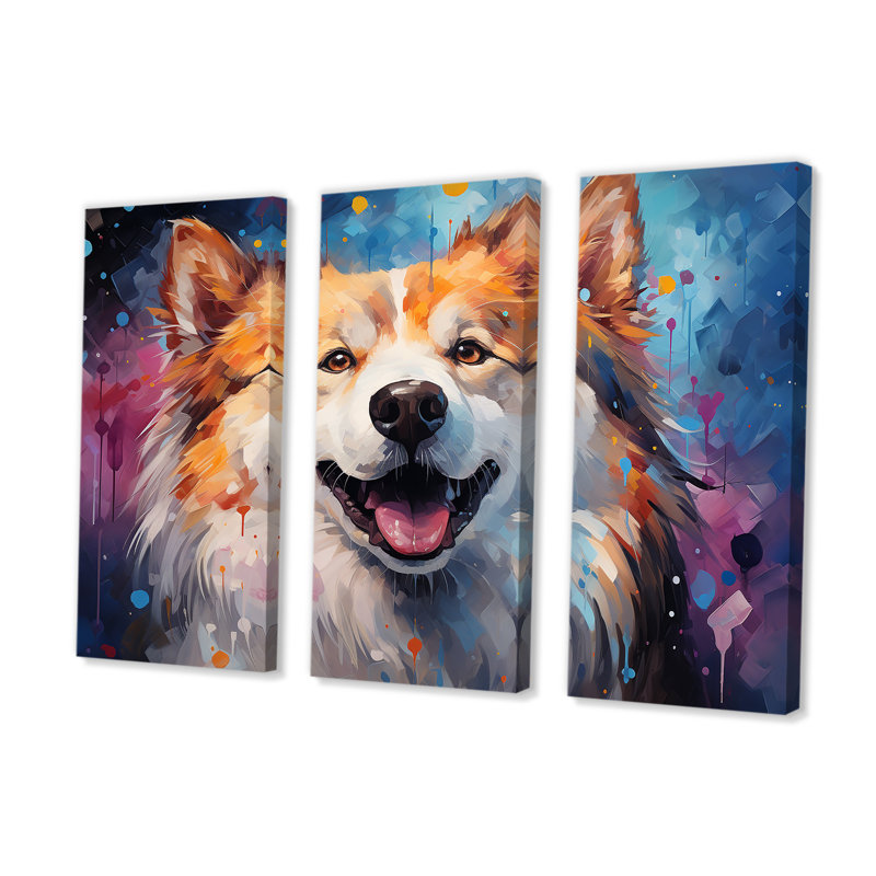 «Dog Akita Aurora», ensemble d'art sur toile, H 32 po x l 48 po