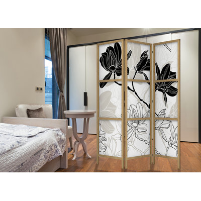135cm W x 171cm H 3 - Panel Solid Wood Folding Room Divider