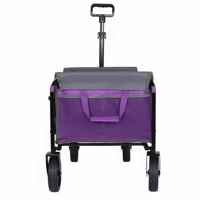 Collapsible Wagon with Wheels - 3 in 1 Lightweight Utility Camping Wagons Carts Foldable with 220lbs Weight Capacity, Cup Holders, for Pet Riding, Groceries, Camping, Shopping