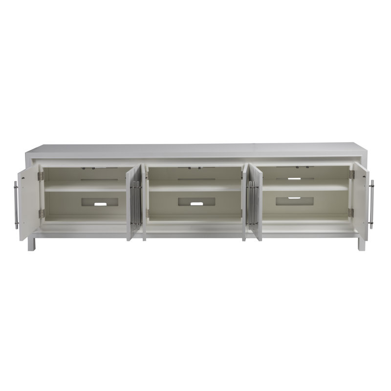 Elation Faux Horn 6-Door Media Console in Light Gray and White