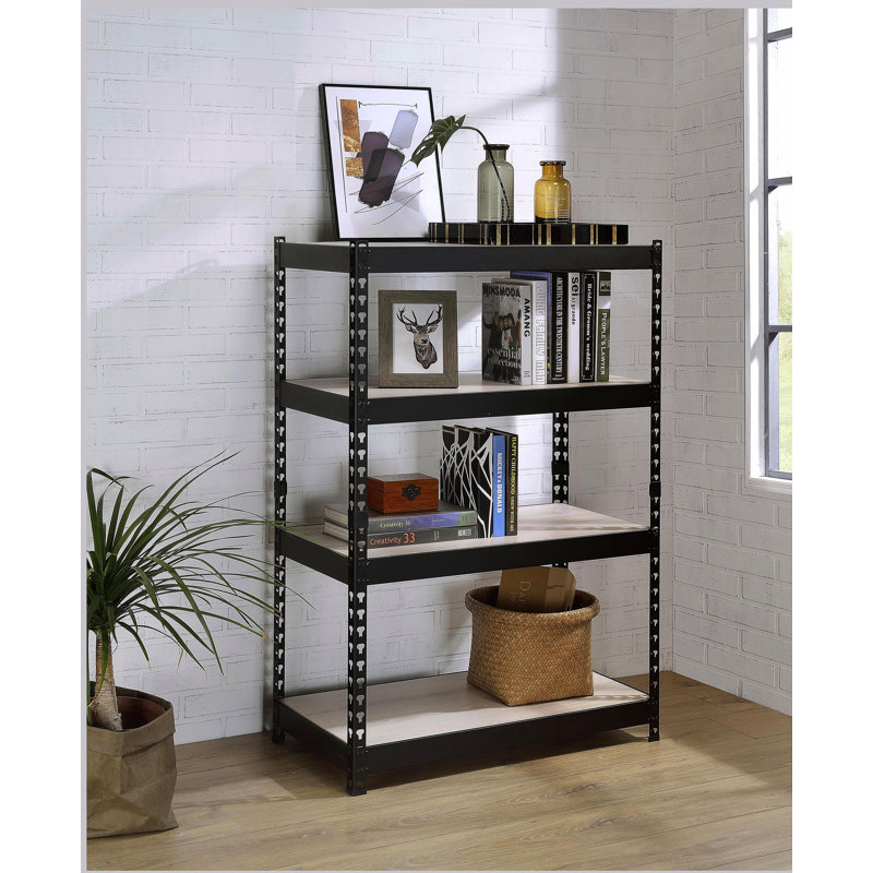 Bibliothèque à finition naturelle et noire