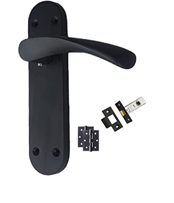  Astrid Door Handles on Backplate in Matt Black Finish - 182mm x 45mm Backplate