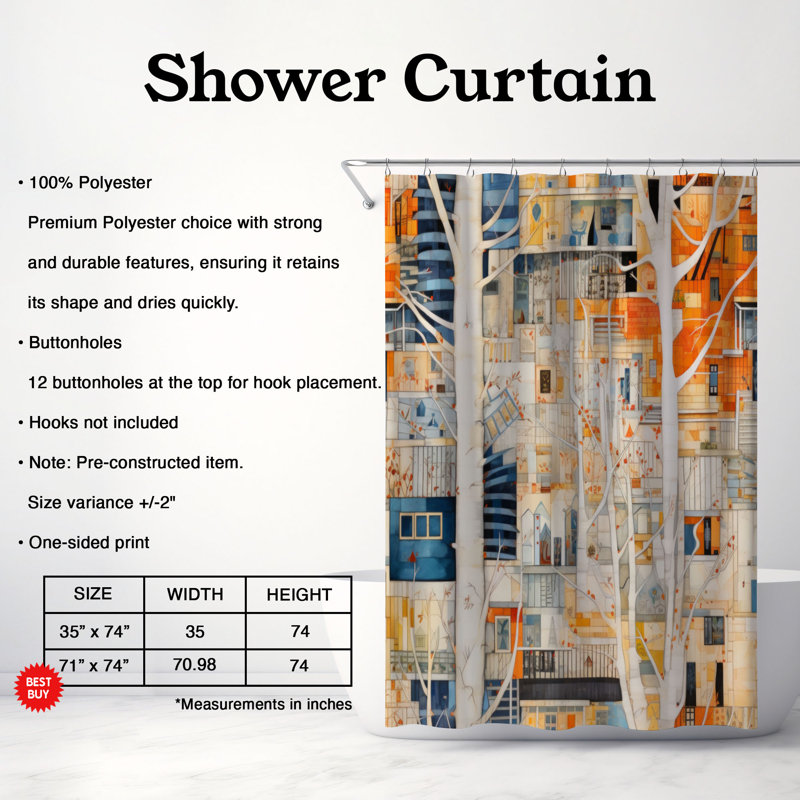 Rideau de douche Imeldo, H 74 po x l 71 po