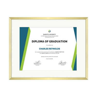 Asid 11x14 Certificate Frame, Metal Diploma Frame for Degree Document with Real Glass