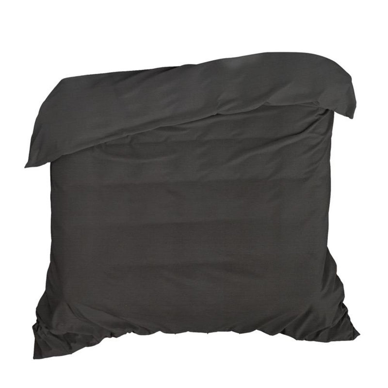 Grae Cotton Solid Colour Duvet Cover Set with Pillowcases Included, Single - 1 Pillowcase (70 x 80 cm), Black