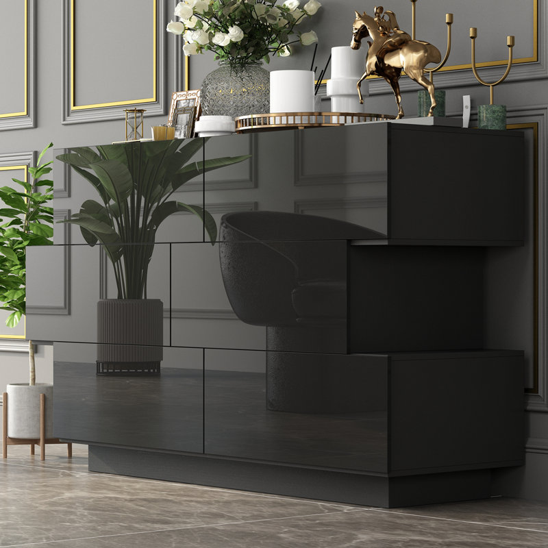 Bhavina 50.8'' W 6 - Drawer Dresser, Black