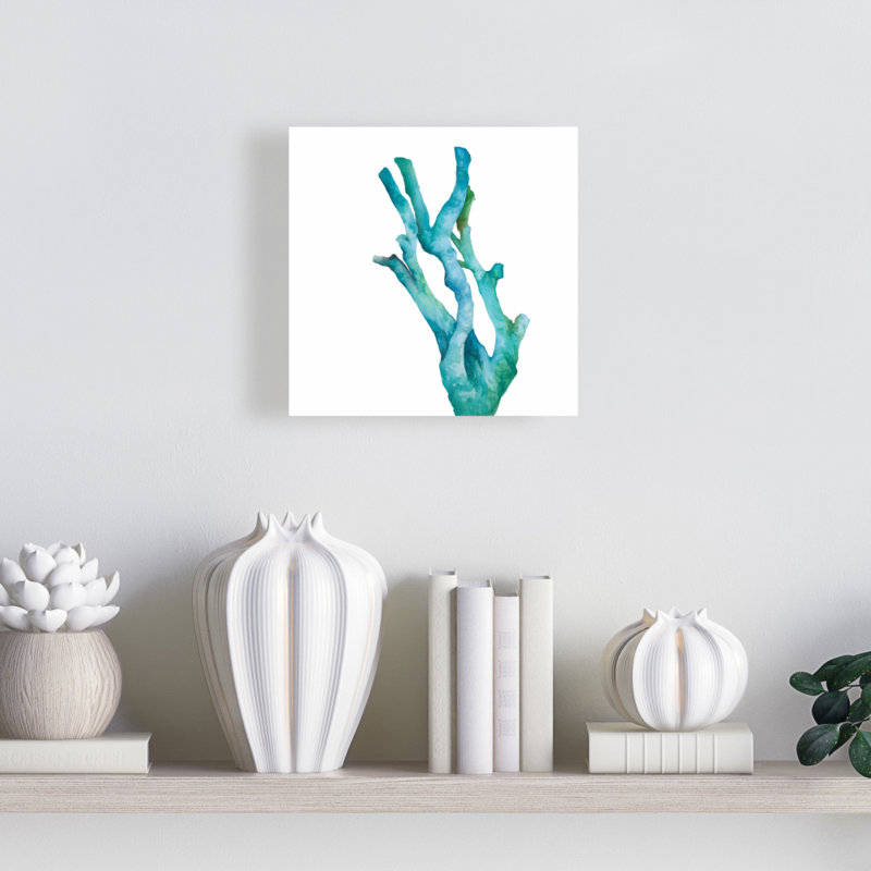 Petite toile aquarelle corail de mer | Décor botanique côtier
