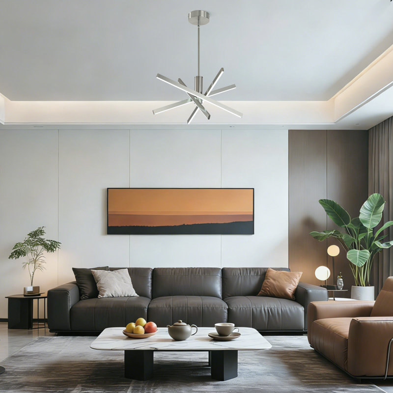 Celene 4-light 24"w Led Pendant Light With Remote Control, Brushed Nickel