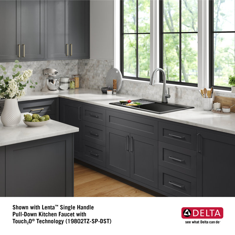 Black Granite Composite Single Bowl Kitchen Sink with WorkFlow Ledge