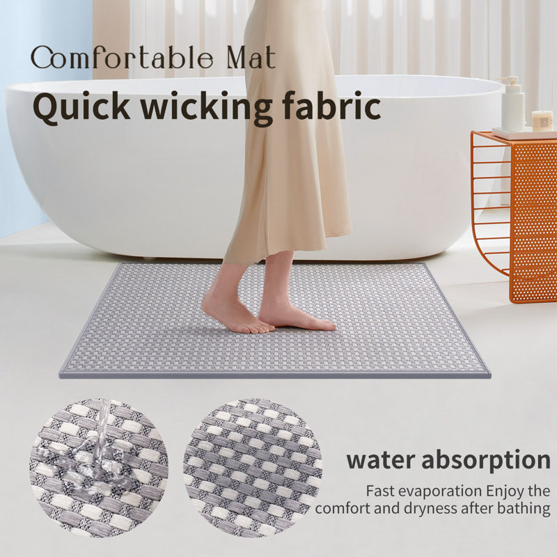 Tapis de salle de bain gris texturé, L 17 po x L 17 po