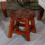 Marchepied en bois sculpté, papillons, naturel-1254703850