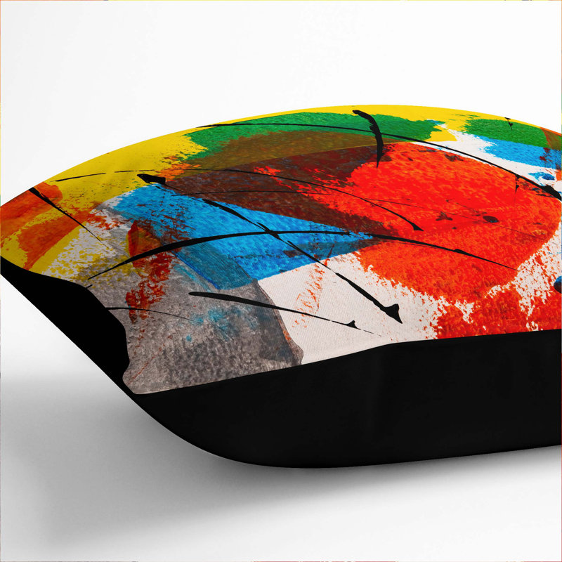 Abstract Square Throw Cushion, 55 x 55 cm, Black
